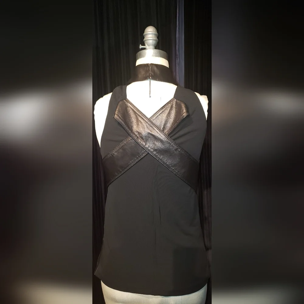 Tom Ford Gucci 100% viscose 100% lambskin leather Black razor tank top Bow 40 - Picture 9 of 16